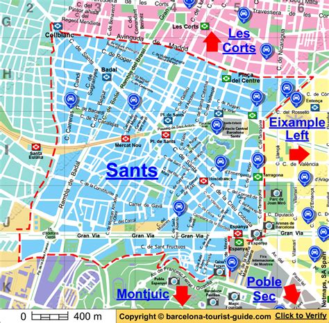 Parkeerplattegrond van Sants in Barcelona, Catalunya, Spanje