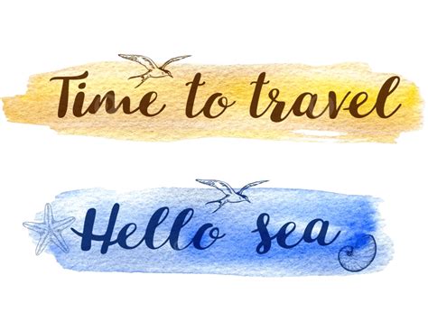 Travel Set Vector Hd PNG Images, Set Of Vector Abstract Watercolor Travel Backgrounds With ...