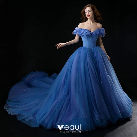 Cinderella Ocean Blue Prom Dresses 2018 Ball Gown Charmeuse Butterfly ...