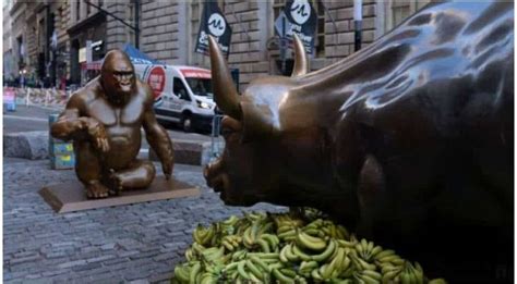 Harambe the gorilla's statue stands in the way of Charging Bull on Wall ...