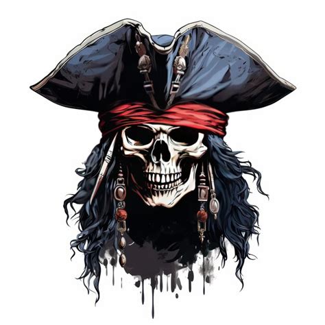 Premium AI Image | Jolly Roger Skull Caribbean Pirate isolated on white ...