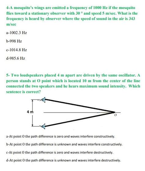 Solved 4-A mosquito's wings are emitted a frequency of 1000 | Chegg.com