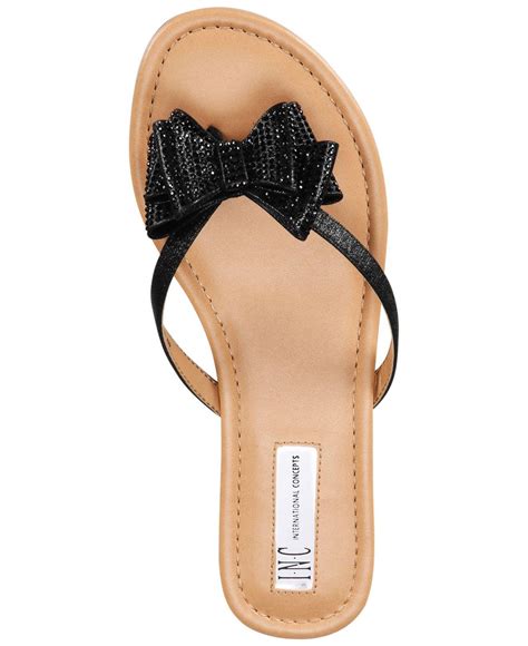 INC International Concepts Women's Mabae Bow Flat Sandals in Black - Lyst