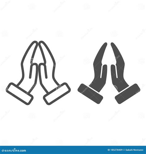 Pray Hands Gesture Line and Solid Icon, Gestures Concept, Hands Together in Religious Prayer ...