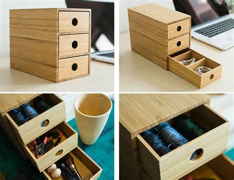 Bamboo Desk Organizer with Drawers - FeelGift