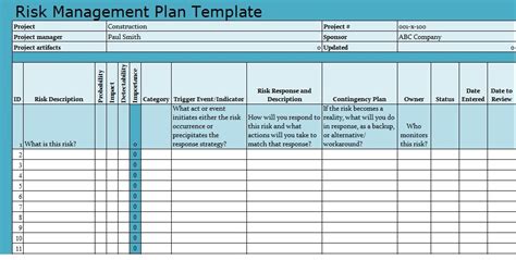 Risk Management Plan Template - TERRIFIC TEMPLATES