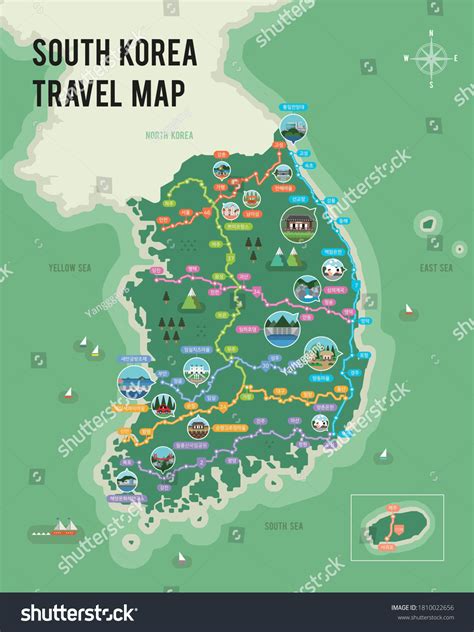 South Korea Tourist Destination Map Vector Stock Vector (Royalty Free ...