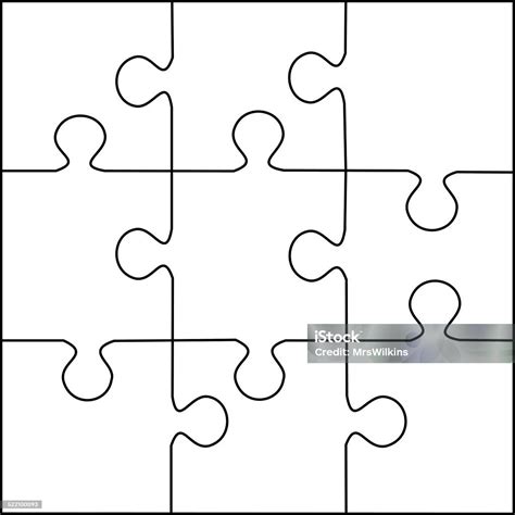 Puzzle Template 9 Pieces Vector stock vector art 522100093 | iStock