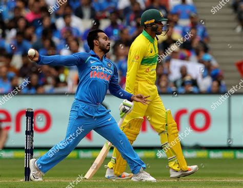 Kedar Jadhav L India Bowling During Editorial Stock Photo - Stock Image ...