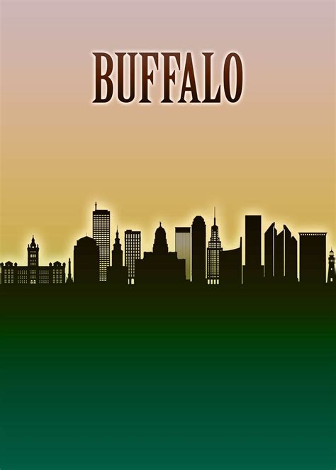 'Buffalo Skyline Minimal' Poster, picture, metal print, paint by ...