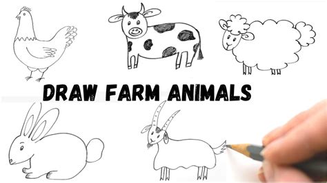 How to draw animals | Follow along drawing for kids | Farm animal ...