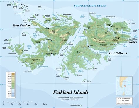 Large detailed map of Falkland Islands