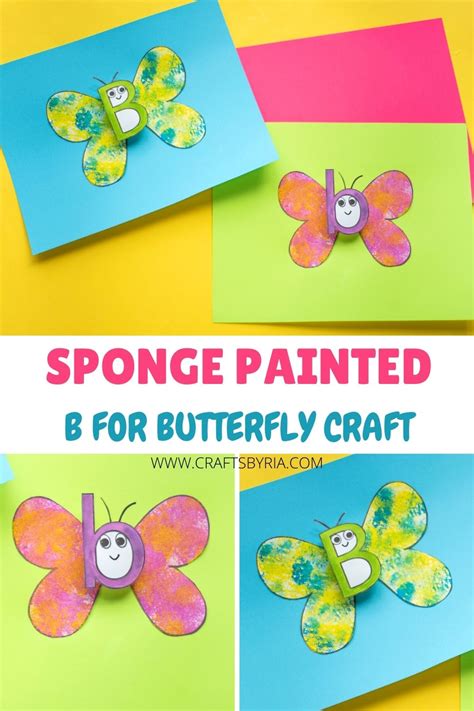 Simple Letter b Butterfly craft with printable template - Crafts By Ria