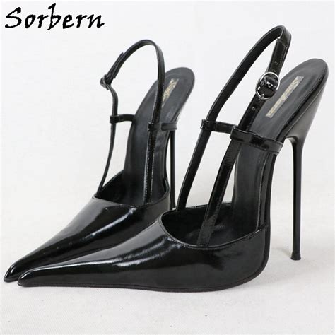 Sorbern 16Cm Metal High Heel Women Pumps Slingback Long Pointy Toes Stilettos Night Party Heeled ...