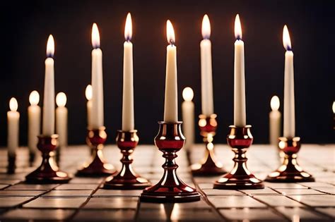 Premium AI Image | A row of candles that are on a chess board