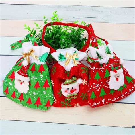 Canvas Christmas Gift Candy Bags Christmas Bags Drawstring Favor Gift ...