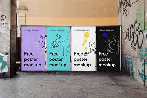 Street Wall Advertisements Mockup (PSD)