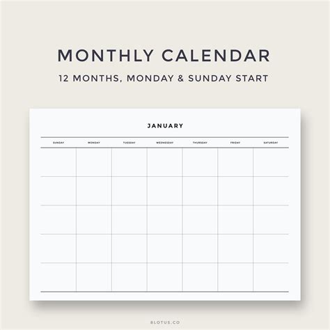 Minimalist Calendar Printable L Desk Calendar Wall Calendar | Etsy