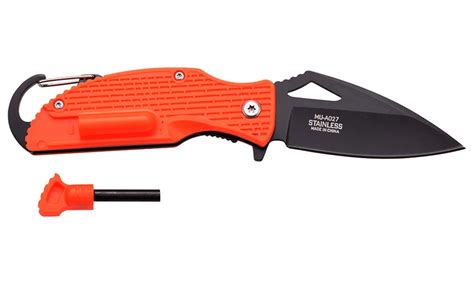 Assisted Opening Camping Knife with Carabiner and Fire Starter | Groupon