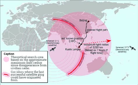 The theoretical search area of Malaysia Airlines Flight 370. | Download ...