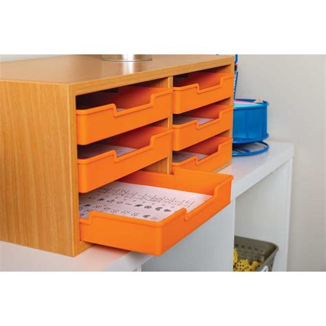 Oak 6-Slot Mail Center With Trays Single Color - 1 mail center, 6 trays, 6 labels