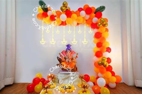 Beautiful Ganesh Chaturthi Background Decoration at home in your city ...