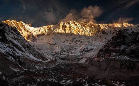 sunrise, Mountains, Landscapes, Nature, Snow, Shadows, Nepal, Annapurna, Himalayas Wallpapers HD ...