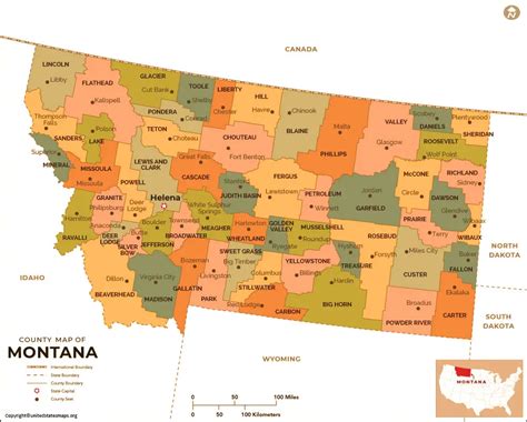 Montana County Map | County Map of Montana with Cities