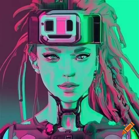 Cyberpunk anime woman with vr headset on Craiyon