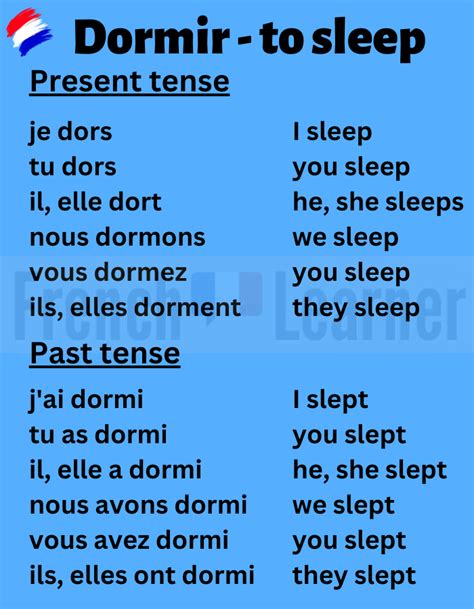 Dormir Conjugation Chart French