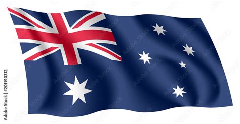 Australia flag. Isolated national flag of Australia. Waving flag of the ...