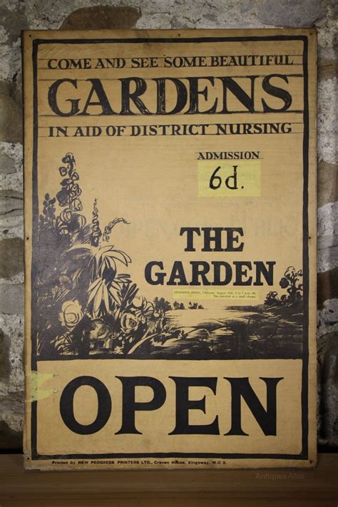 Antiques Atlas - Edwardian Antique Open Garden Sign | Advertising signs, Vintage advertising ...