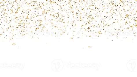 Falling golden glitter confetti on transparent background. Shiny ...