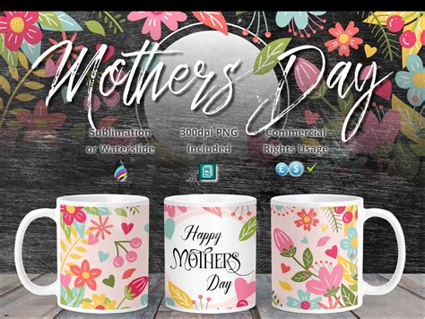 Mothers Day Floral Text Mug Wrap Digital Design Templates for | Etsy | Template design, Mug ...
