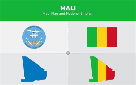 Mali Map, Flag and National Emblem - Illustration