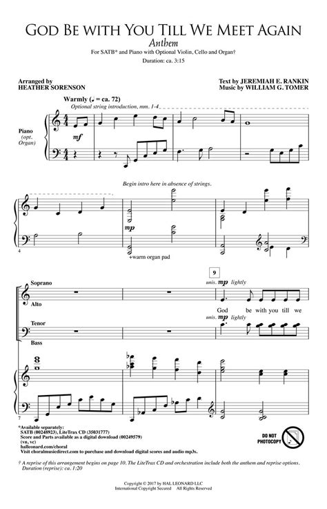 God Be With You Till We Meet Again Sheet Music by Heather Sorenson (SKU: 00248923) - Stanton's ...