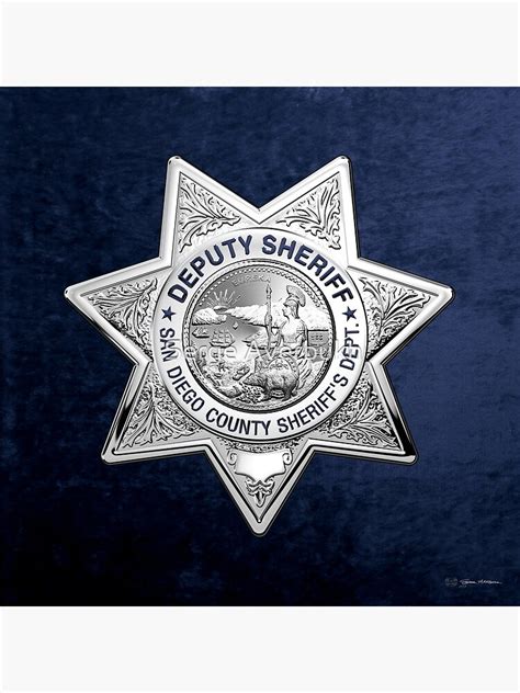 "San Diego County Sheriff's Department - SDSO Deputy Sheriff Badge over Blue Velvet" Canvas ...