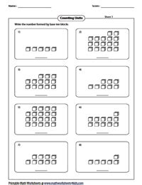 Base Ten Blocks Worksheets