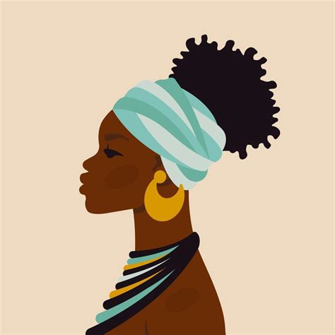 African beautiful woman. Female ethnicity character in national dress, ornaments, turban ...