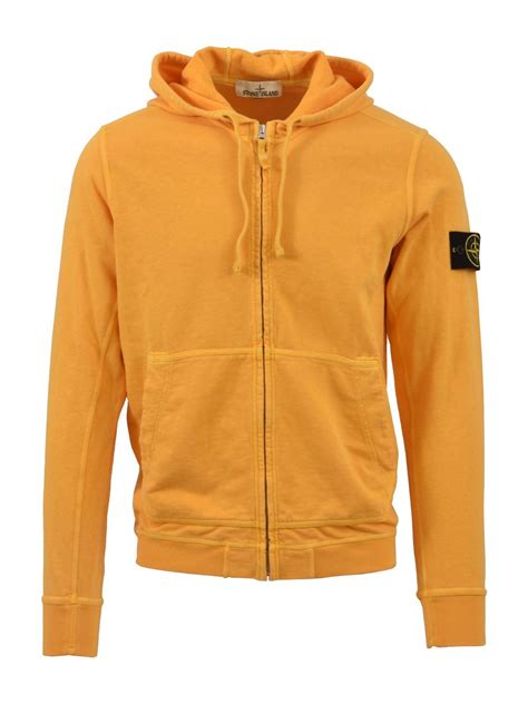 Stone Island Yellow Zip Up Hoodie | ModeSens