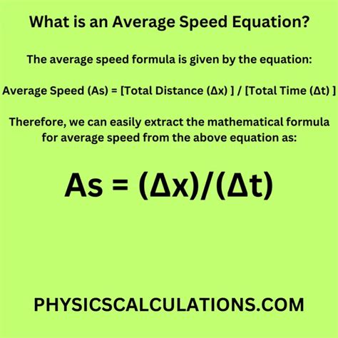 Average Speed Equation or Formula