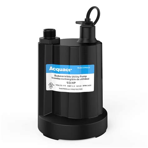 Acquaer 1/3 HP Submersible Water Pump 2160GPH Sump Pump Thermoplastic ...