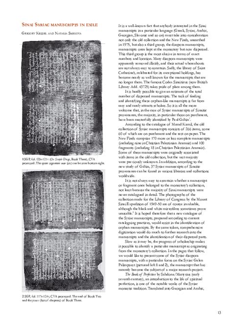 (PDF) Sinai Syriac Manuscripts in Exile | Grigory Kessel and Natalia ...