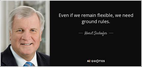 Horst Seehofer quote: Even if we remain flexible, we need ground rules.