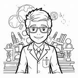 Premium Vector  Black And White Cartoon Illustration Of A Scientist Or sketch template