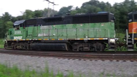 BN Green GP50 Leads BNSF Local Freight Train - YouTube