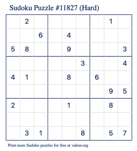 Free Printable Hard Sudoku with the Answer #11827