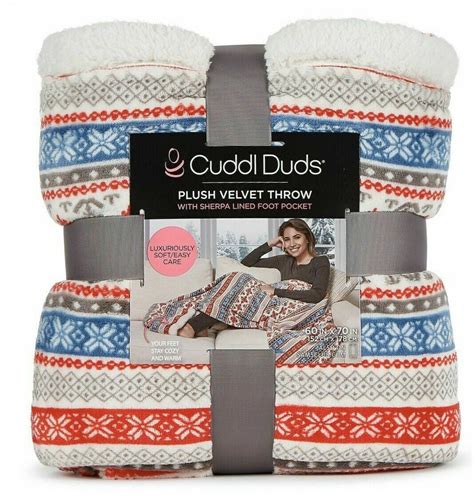 Cuddl Duds Plush Velvet Foot Pocket Throw 60 x 70 in Red Fairisle - Walmart.com - Walmart.com