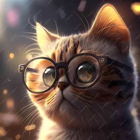 Premium Photo | Cool and cute cat in glasses explore the world through ai generated art