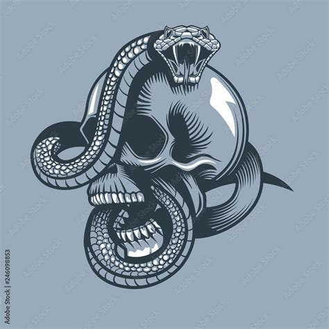 Snake enveloped skull with open mouth. Tattoo style. Stock Vector ...